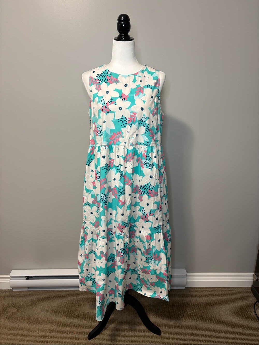 Easel Sleeveless Tiered Floral Cotton Maxi Dress